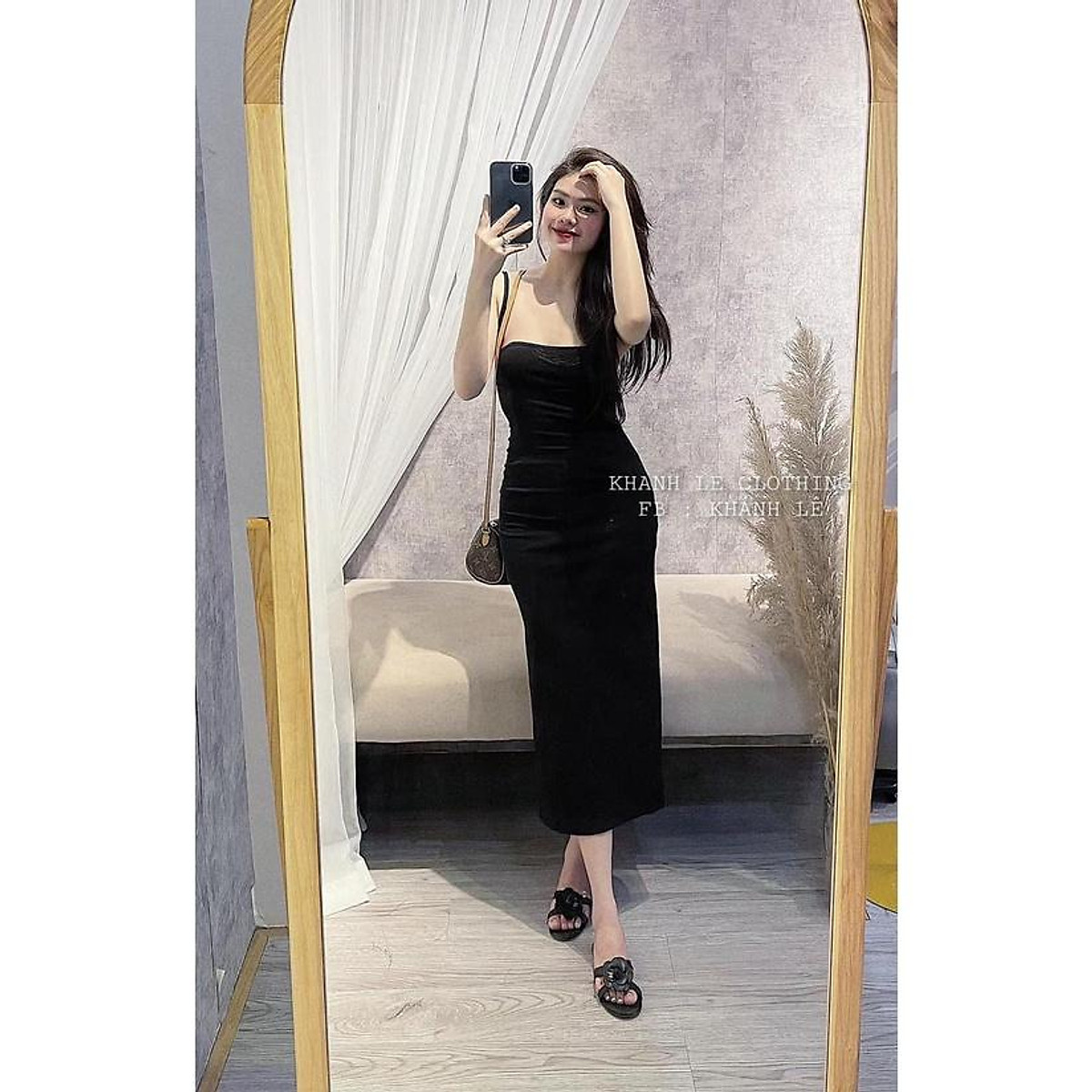 Váy zip 2 dây maxi body dáng dài mới