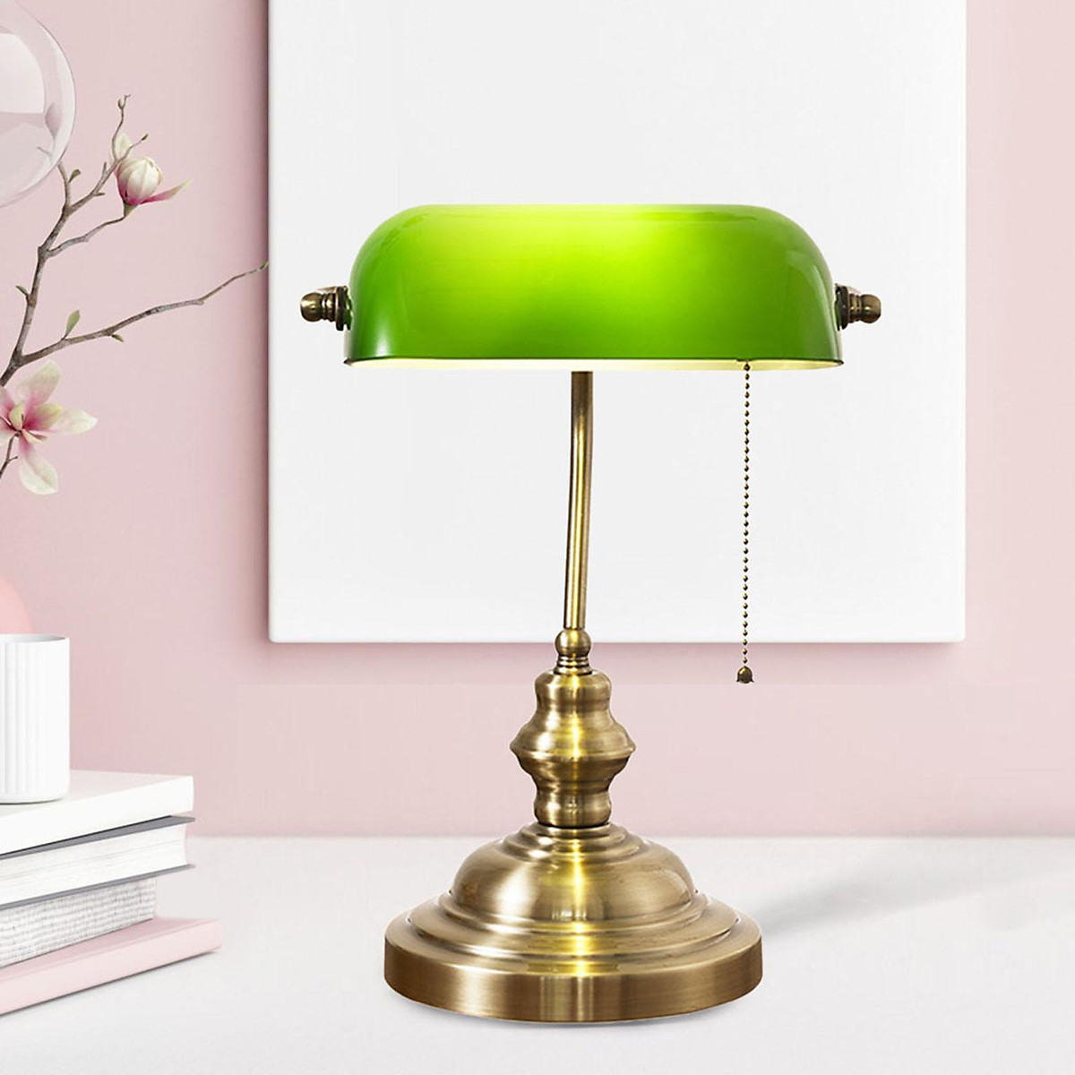 Bankers Lamp Green Glass Shade Table Light for Bedroom Workplace Office