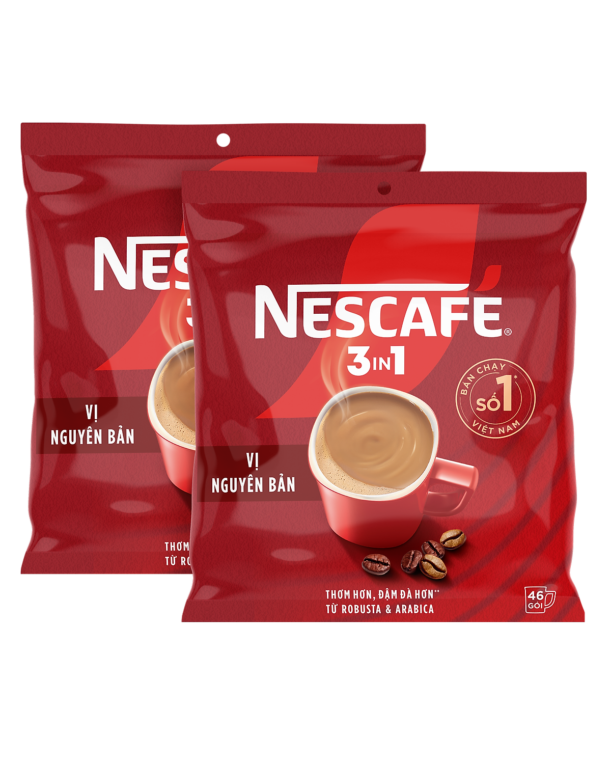 Cà phê hoà tan NESCAFÉ 3IN1 VỊ NGUYÊN BẢN - công thức cải tiến (bịch 46 gói x 16g)