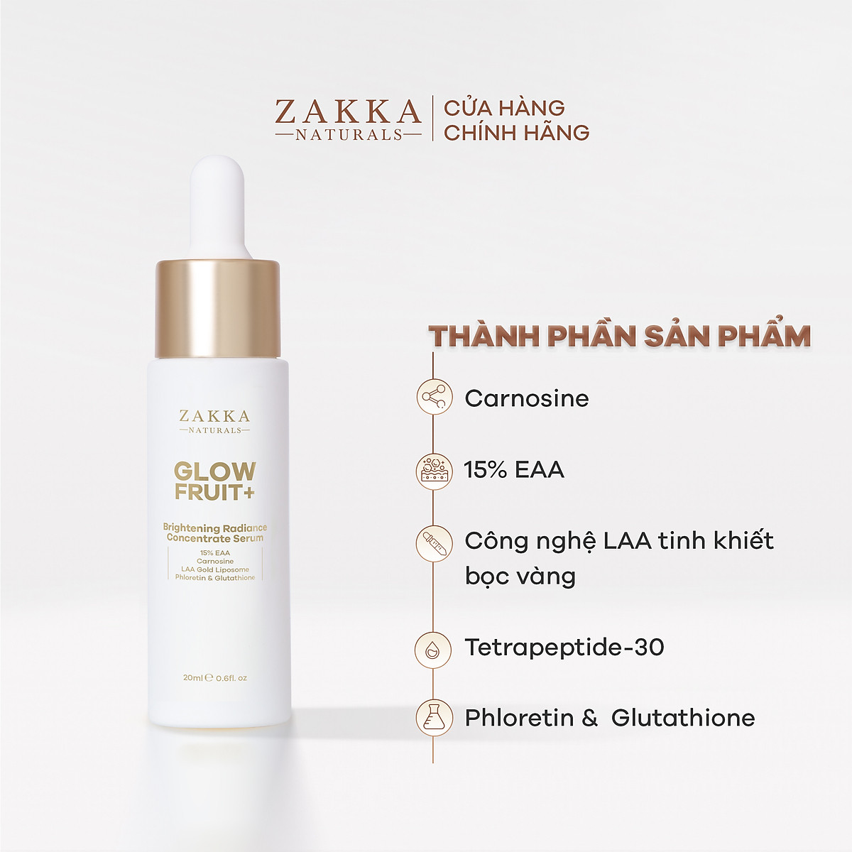Serum Vitamin C Zakka Naturals GlowFruit+ Brightening Radiance Concentrate 20ml