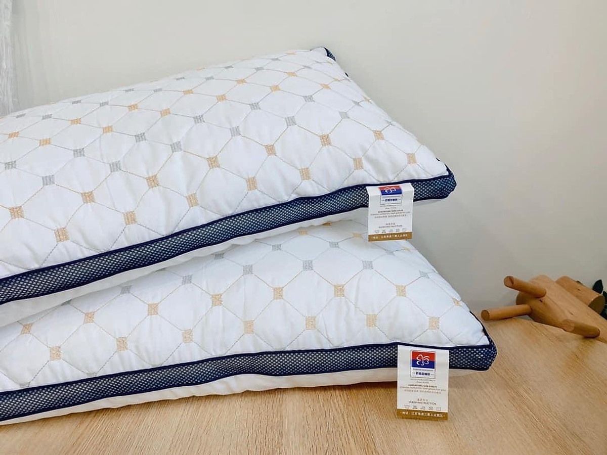 Đôi ruột gối nằm trần trám LIDACO cao cấp bông tự nhiên vải cotton 100% kích thước 50x70cm (2 chiếc)