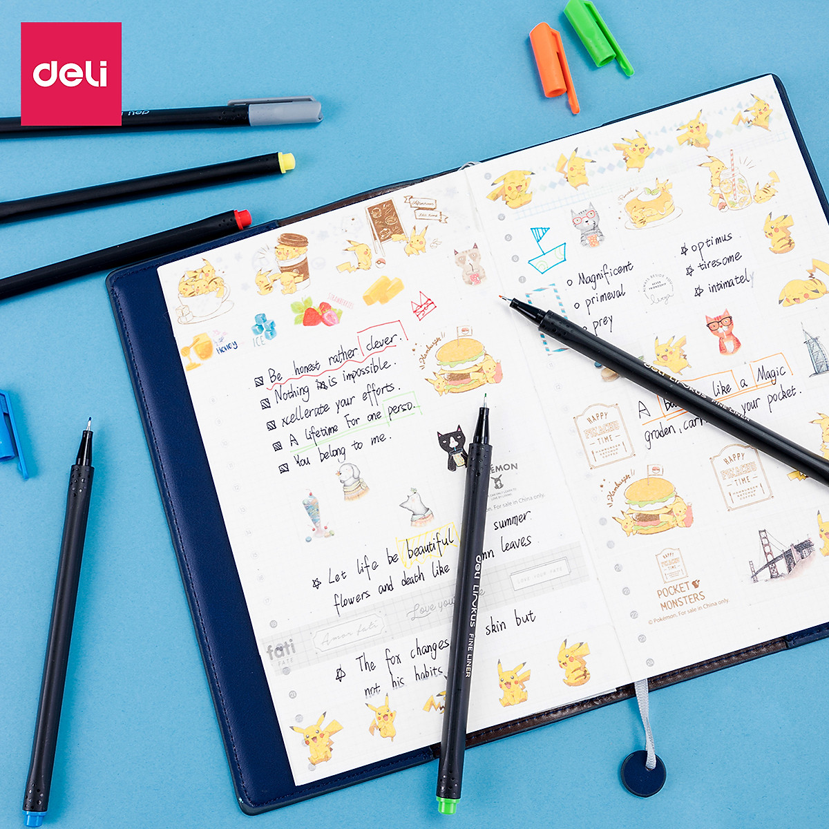 Bút đi nét Deli - Ngòi bọc kim loại 0.45mm - Mực có thể rửa được - EQ900