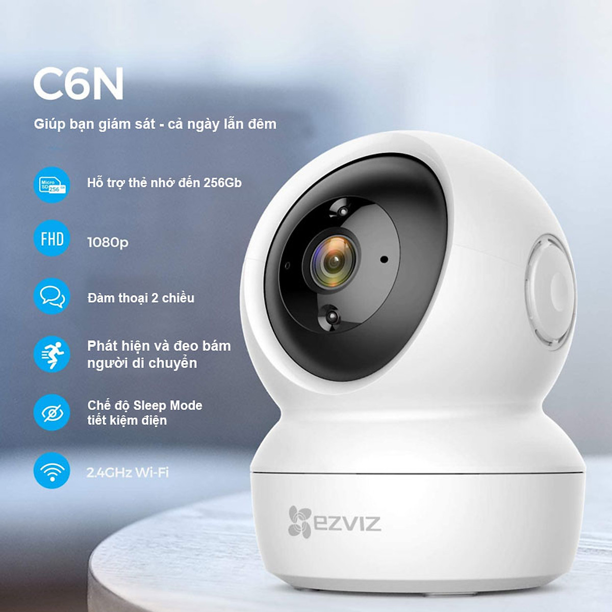CAMERA WI-FI QUAN SÁT HỒNG NGOẠI EZVIZ C6N Full HD 1080p, chính hãng thương hiệu MỸ.