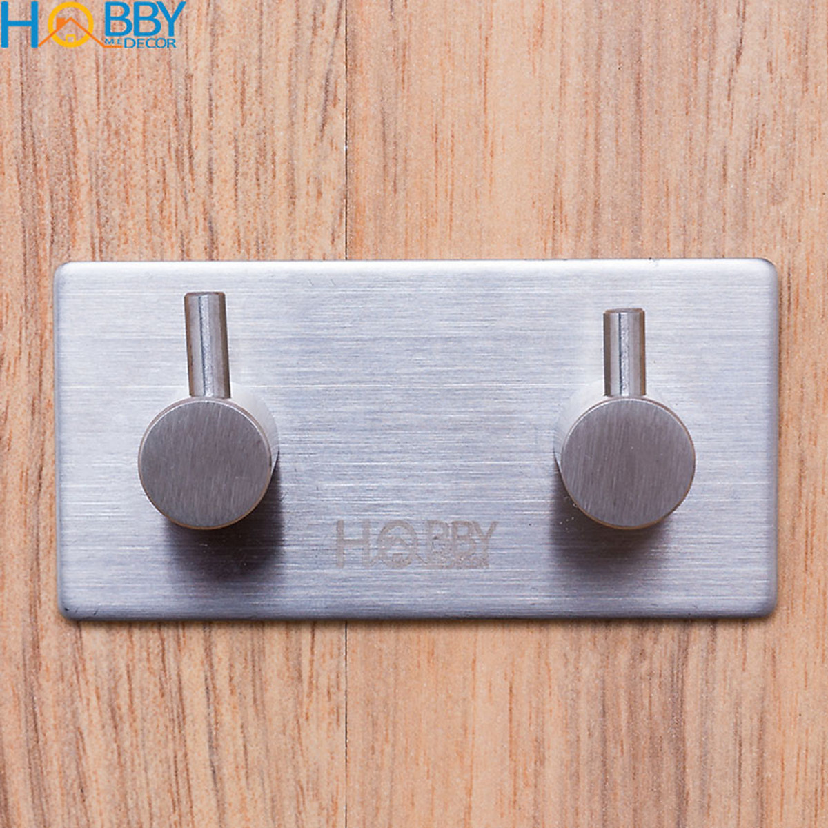 Móc treo quần áo 2 chấu dán tường inox 304 Hobby home decor 2TV160