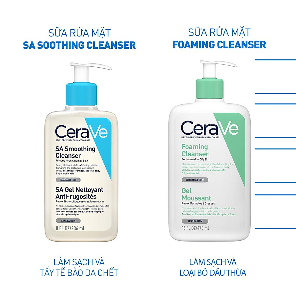 Sữa rửa mặt làm sạch & tẩy tế bào chết dịu nhẹ CeraVe SA Smoothing Cleanser 236ml