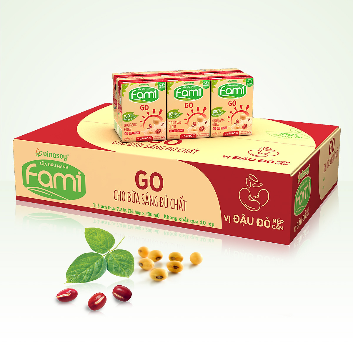 Thùng Sữa Đậu Nành Famigo Đậu Đỏ Nếp Cẩm (200ml x 36 Hộp)