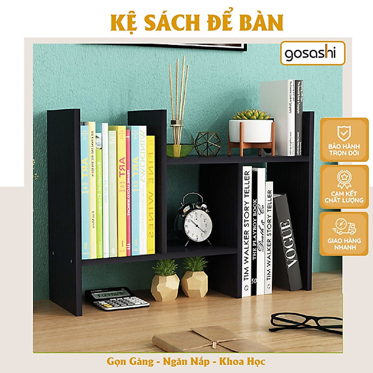 Kệ Sách Để Bàn Nhỏ Gọn, Tuỳ Chỉnh Kiểu Dáng, Phong Cách Tối Giản, Dễ Lắp Đặt Và Di Chuyển, Phủ Melamine Chống Nước, Dễ Vệ Sinh Thương HiệuGosashi-KSDB