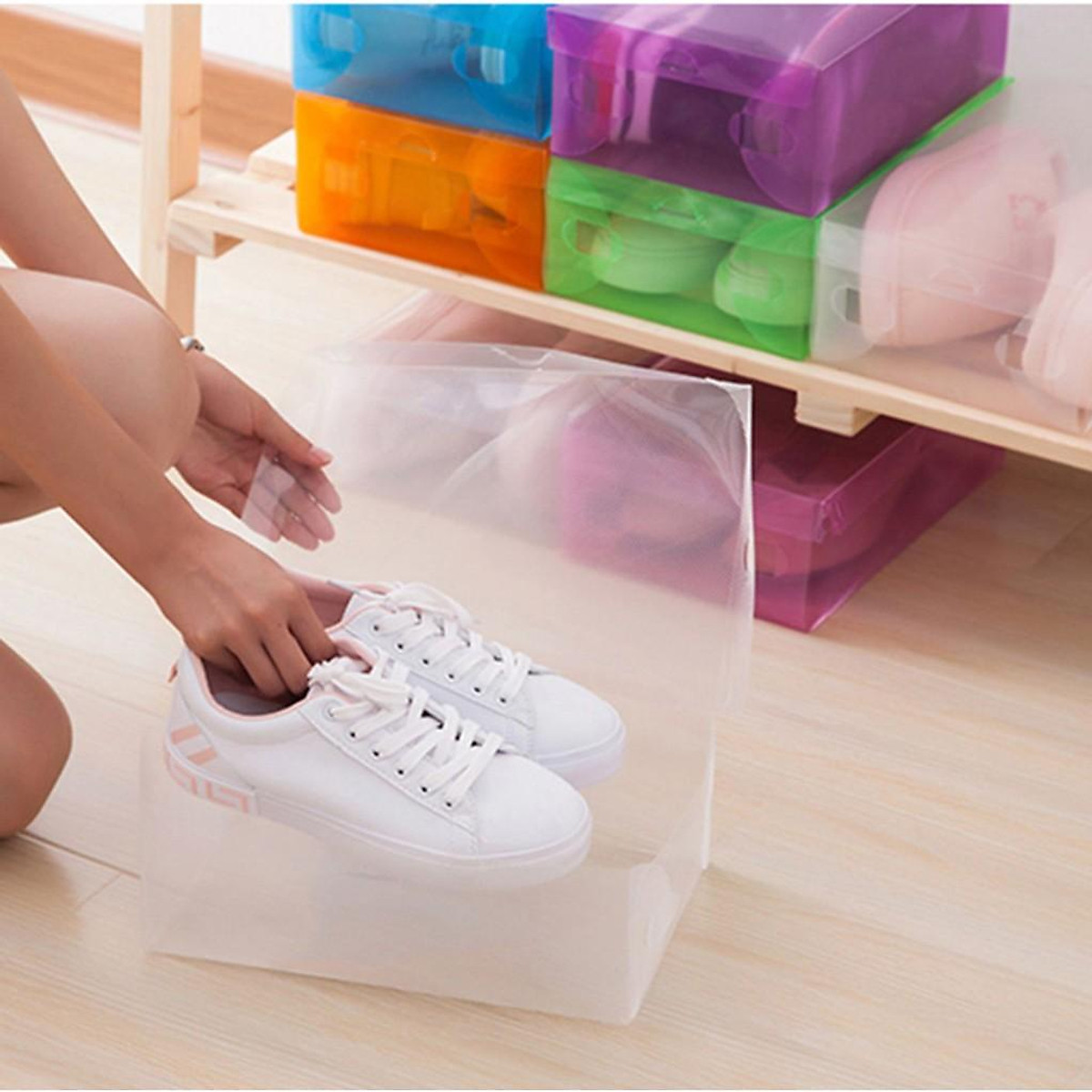 HỘP ĐỰNG GIÀY DÉP TRONG SUỐT SẠCH SẼ , TIỆN LỢI