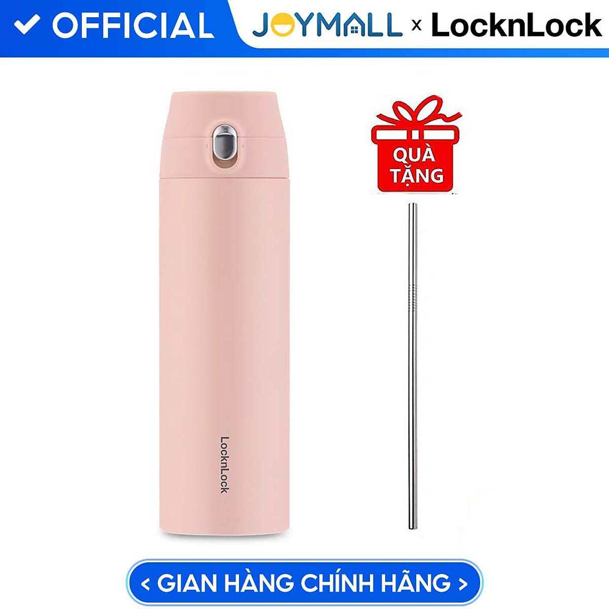 Bình Giữ Nhiệt Lock&Lock Featherlight One Touch Tumbler LHC3257 (500ml) - Hàng Chính Hãng, Mở Nắp Bằng 1 Tay, Thân Bình Nhỏ Gọn, Trọng Lượng Nhẹ Hoàn Hảo, Tặng Kèm Ống Hút Inox