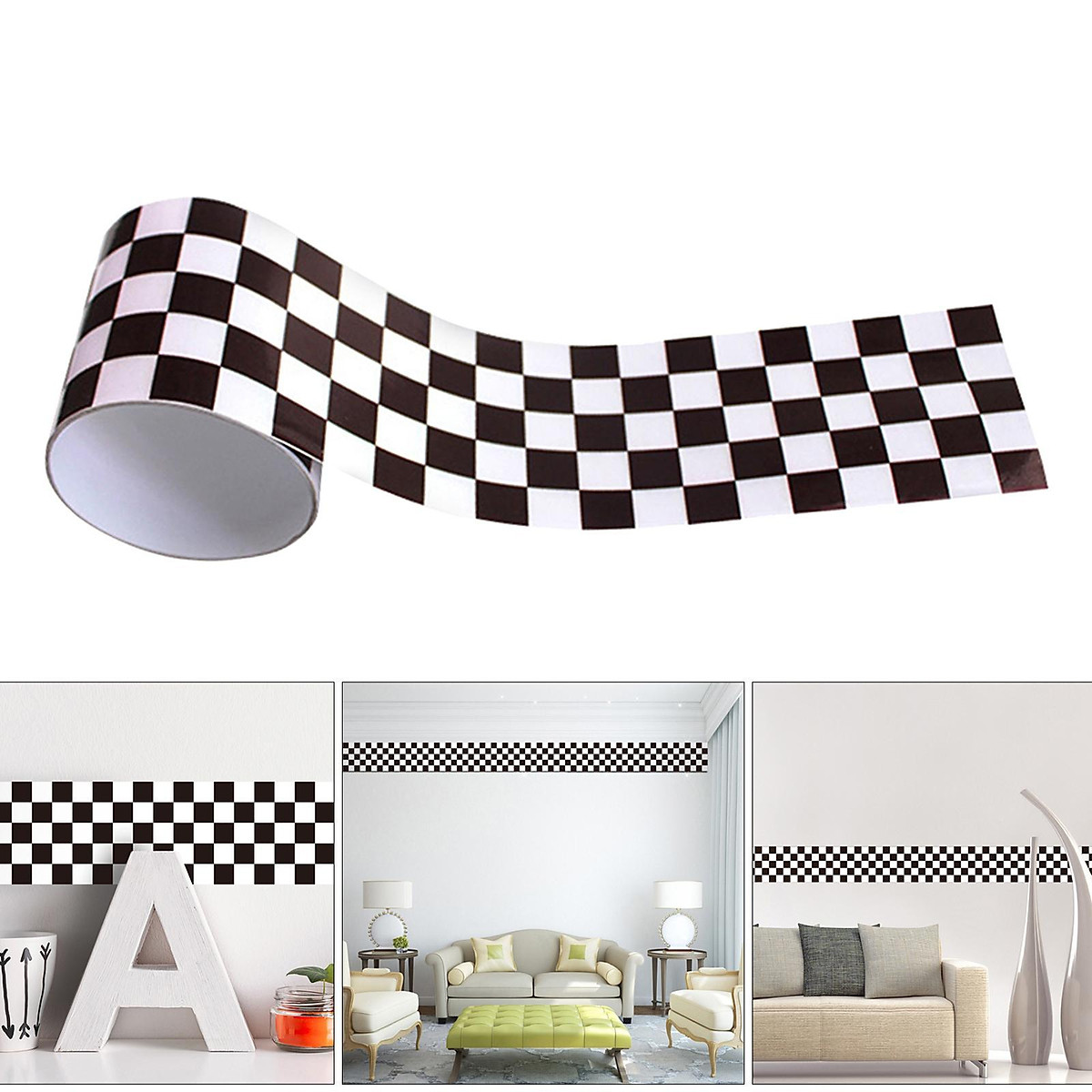 5xBlack White Grid Mosaic Wall Decal Wall Sticker Living Room Bedroom Wall  Art