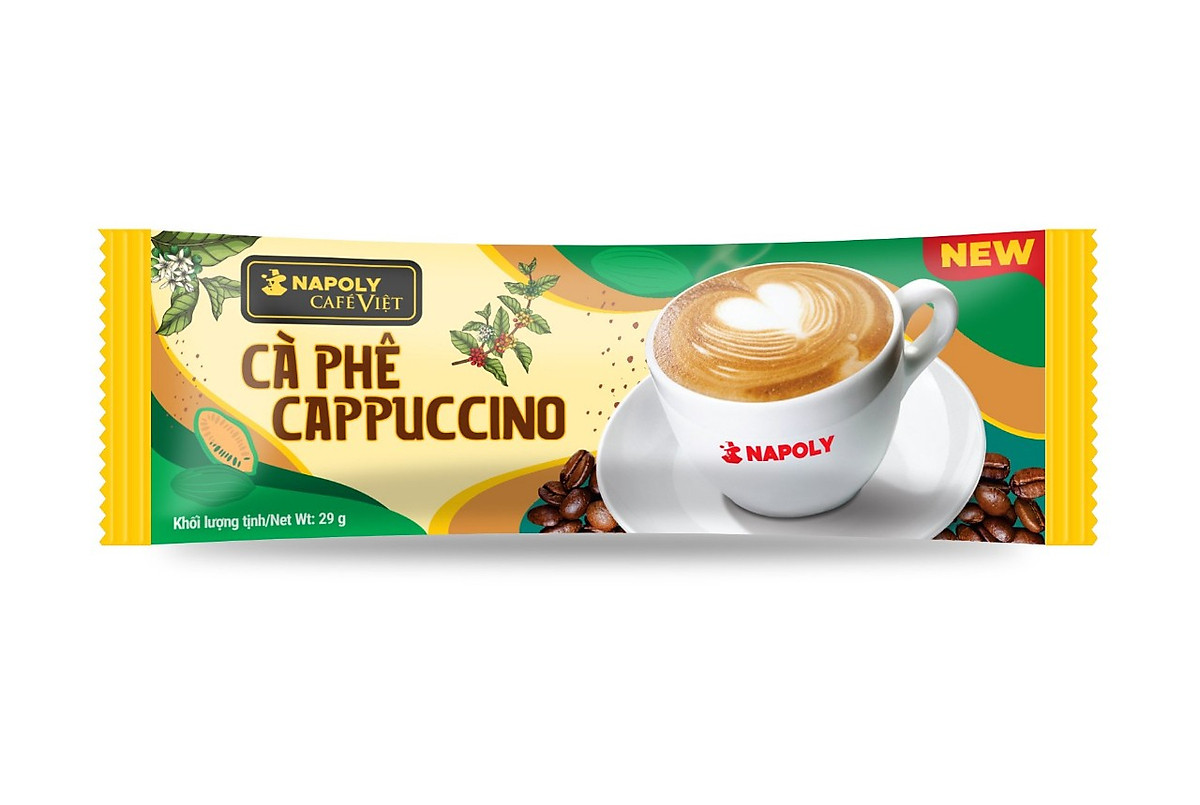 COMBO 3 Túi Lớn Cà Phê Socola Sữa Đá Napoly Coffee - Cafe Hoà Tan Cappuccino - Từ Arabica & Robusta Hạt SẠCH (18 gói x 29g)