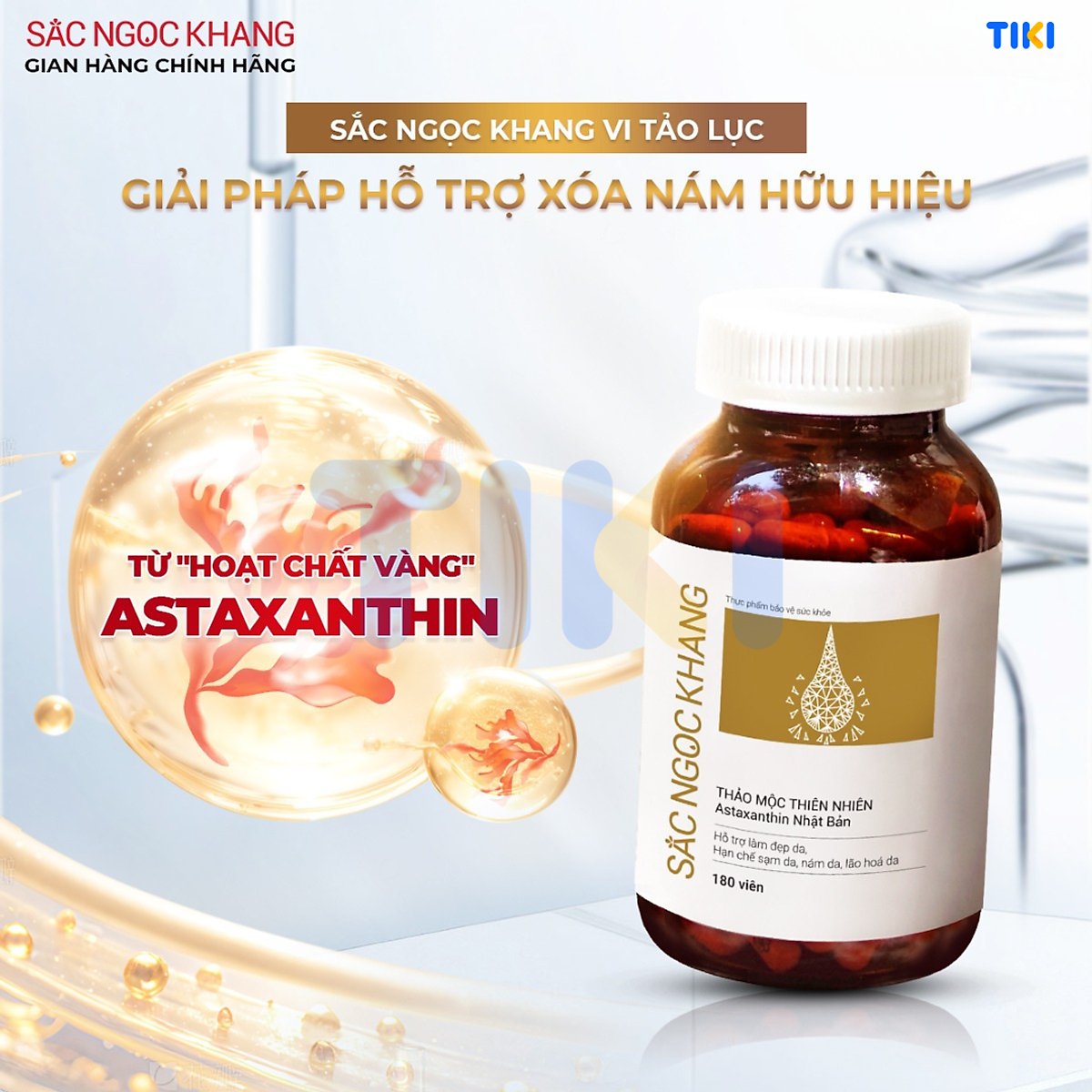 Viên uống đẹp da - chống lão hóa - nám sạm tàn nhan Sắc Ngọc Khang Vi Tảo Lục Hộp 180 Viên