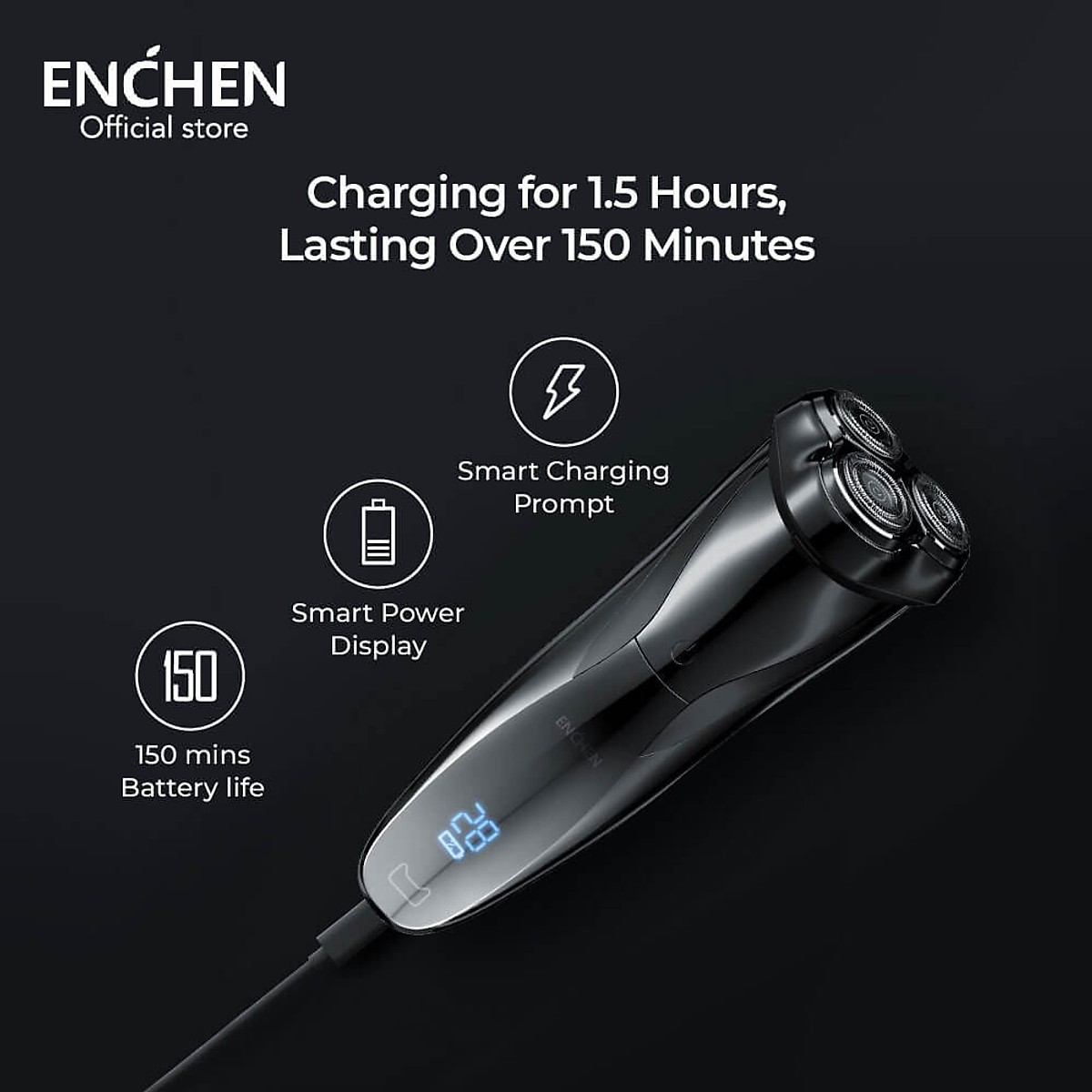 Máy Cạo Râu Enchen BlackStone3 hệ thống thông minh ESM cạo râu khô và ướt - Hàng chính hãng