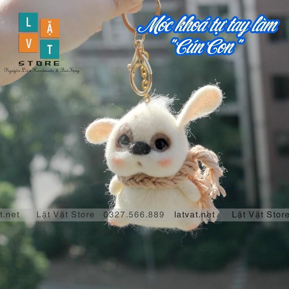 Bộ len chọc hình Cún Con làm móc khoá, Needle felting Dog, có ...