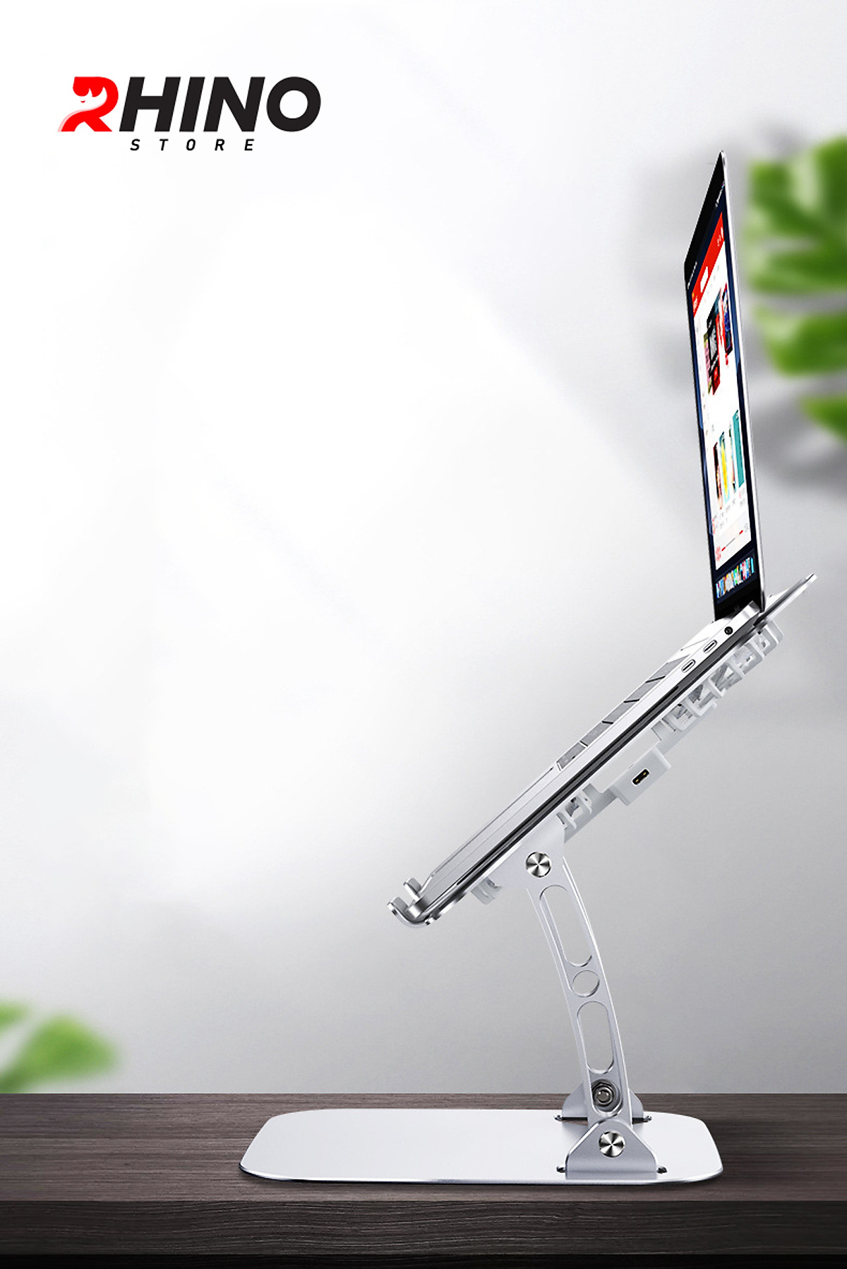 Kệ đỡ Laptop 2 quạt tản nhiệt Rhino KL202, giá đỡ máy tính nhôm cao cấp, gấp gọn - Hàng chính hãng