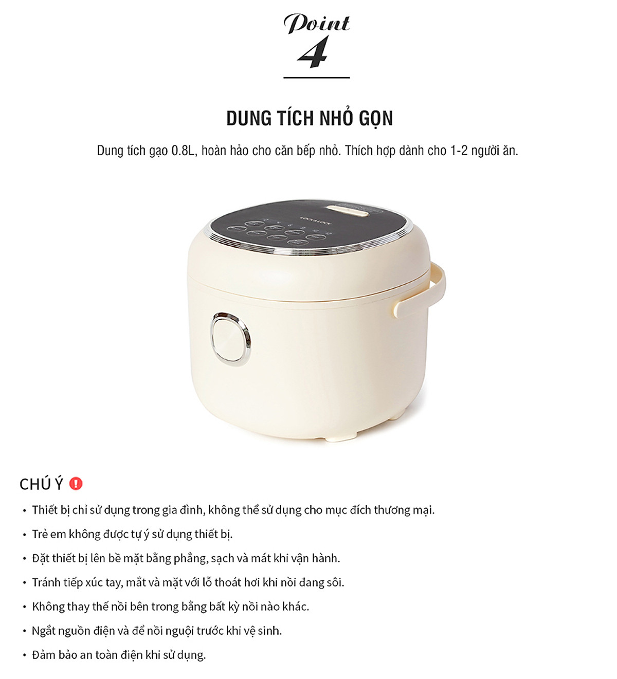 Nồi Cơm Điện Lock&Lock EJR716IVY 0.8L - Hàng Chính Hãng