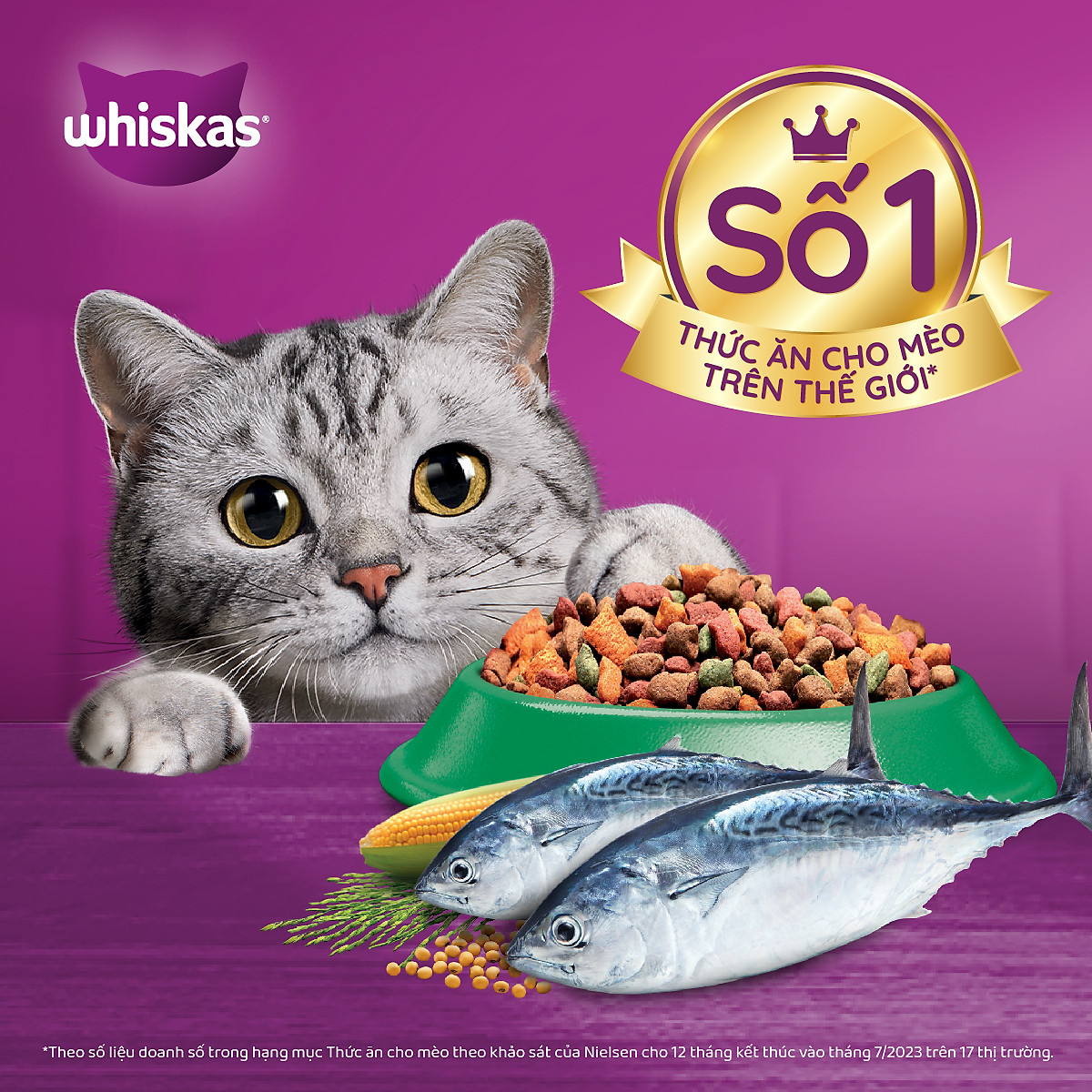 Thức Ăn Cho Mèo Whiskas Adult 1+ Years Vị Cá Ngừ 3kg/Túi