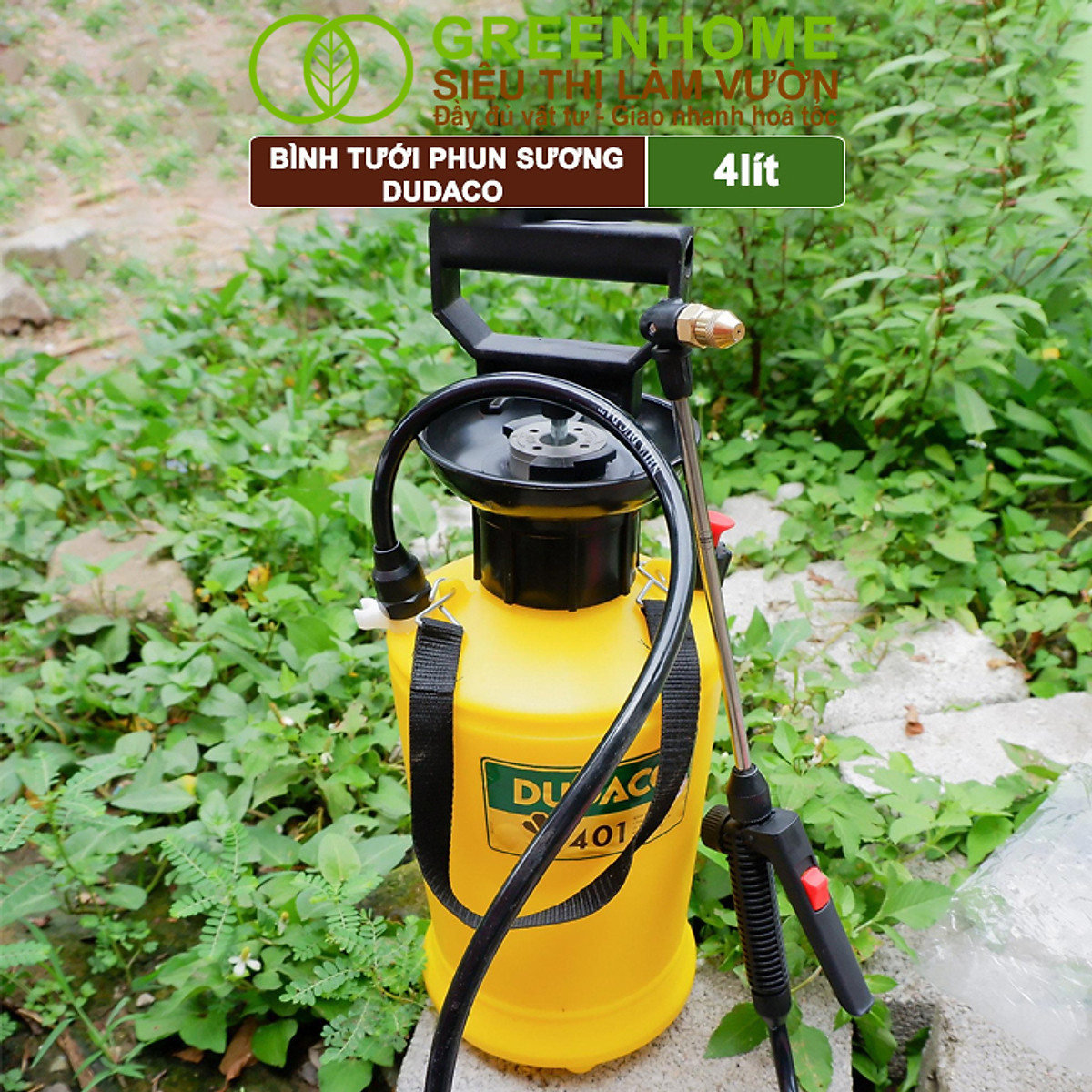 Bình Tưới Cây Dudaco, Greenhome, 4 Lít, Phun Xa 2 Chế Độ, Bơm Nhẹ Tay, Tưới Cây Phun Sương, Bền, Đẹp