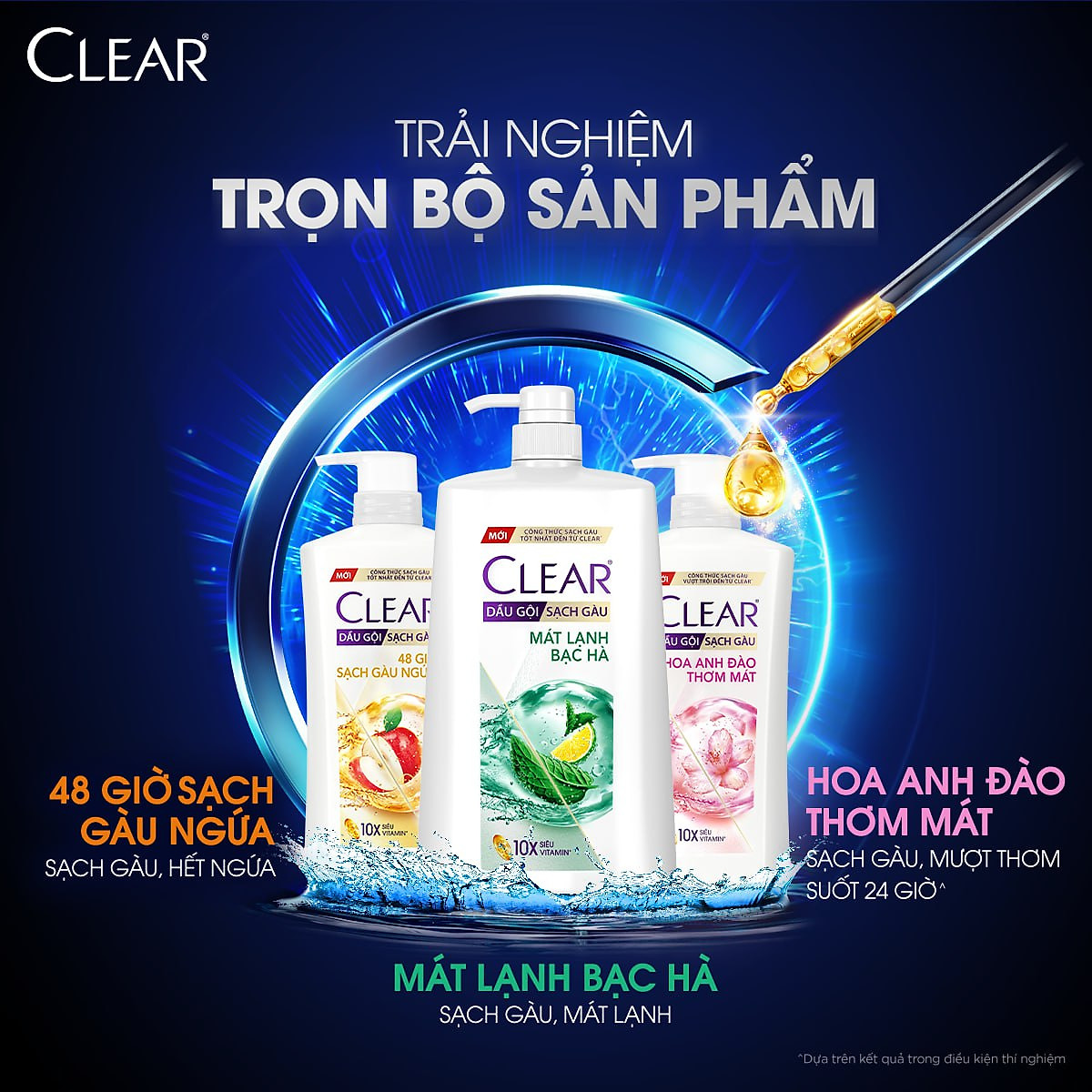 Dầu Gội Clear Sạch Gàu Dầu Gội Sạch Gàu Mát Lạnh Bạc Hà 3X Sức Mạnh Đánh Bay Gàu, Ngứa, Vi Khuẩn 1.4kg