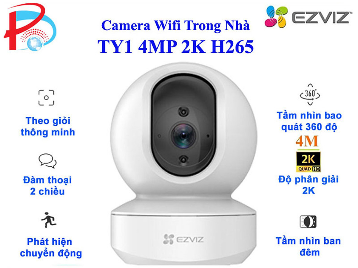 CAMERA WIFI TRONG NHÀ EZVIZ TY1 4MP 2K QUAY QUÉT 360 ĐỘ - ĐÀM THOẠI 2 CHIỀU - HÀNG CHÍNH HÃNG