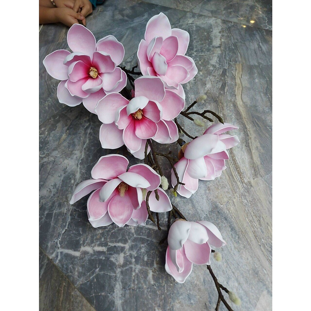 Hoa Giả - Hoa Mộc Lan 6 Bông Dài 130cm Chất Liệu Lụa Nhập Khẩu Cao Cấp