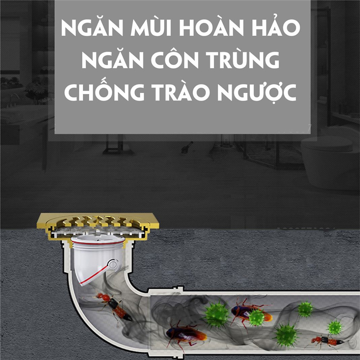 Nắp Ngăn Mùi Thoát Sàn ECODEALS - Chặn Mùi Hôi Cống, Chống côn trùng, Chống trào ngược - MẪU MỚI CẢI TIẾN, ĐỦ KÍCH CỠ