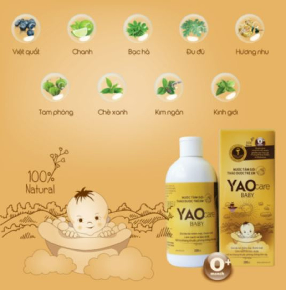 Nước tắm gội thảo dược Yaocare Baby 250ml