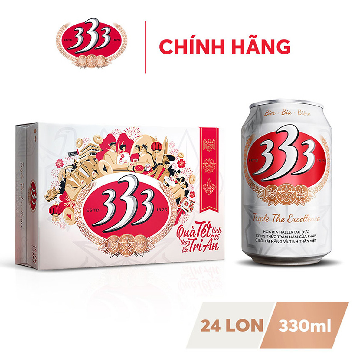 Thùng 24 Lon Bia 333 330ml