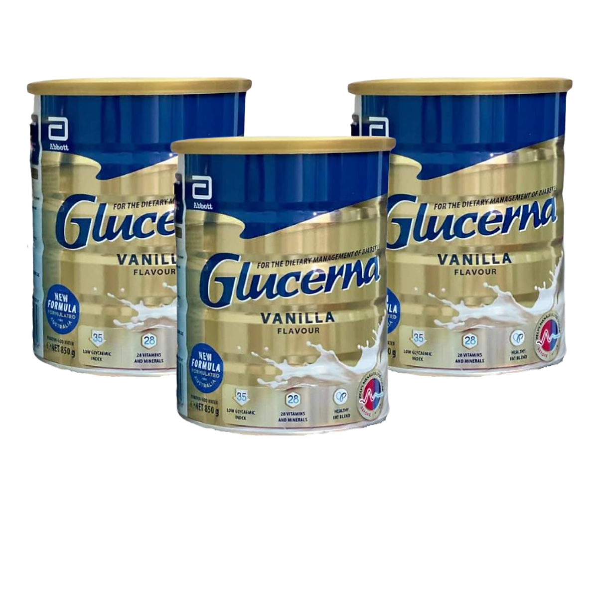 Combo 3 Glucerna Úc sữa cho người tiểu đường - Bổ sung đầy đủ dinh dưỡng và Cân bằng đường huyết (Vanilla- 850g)