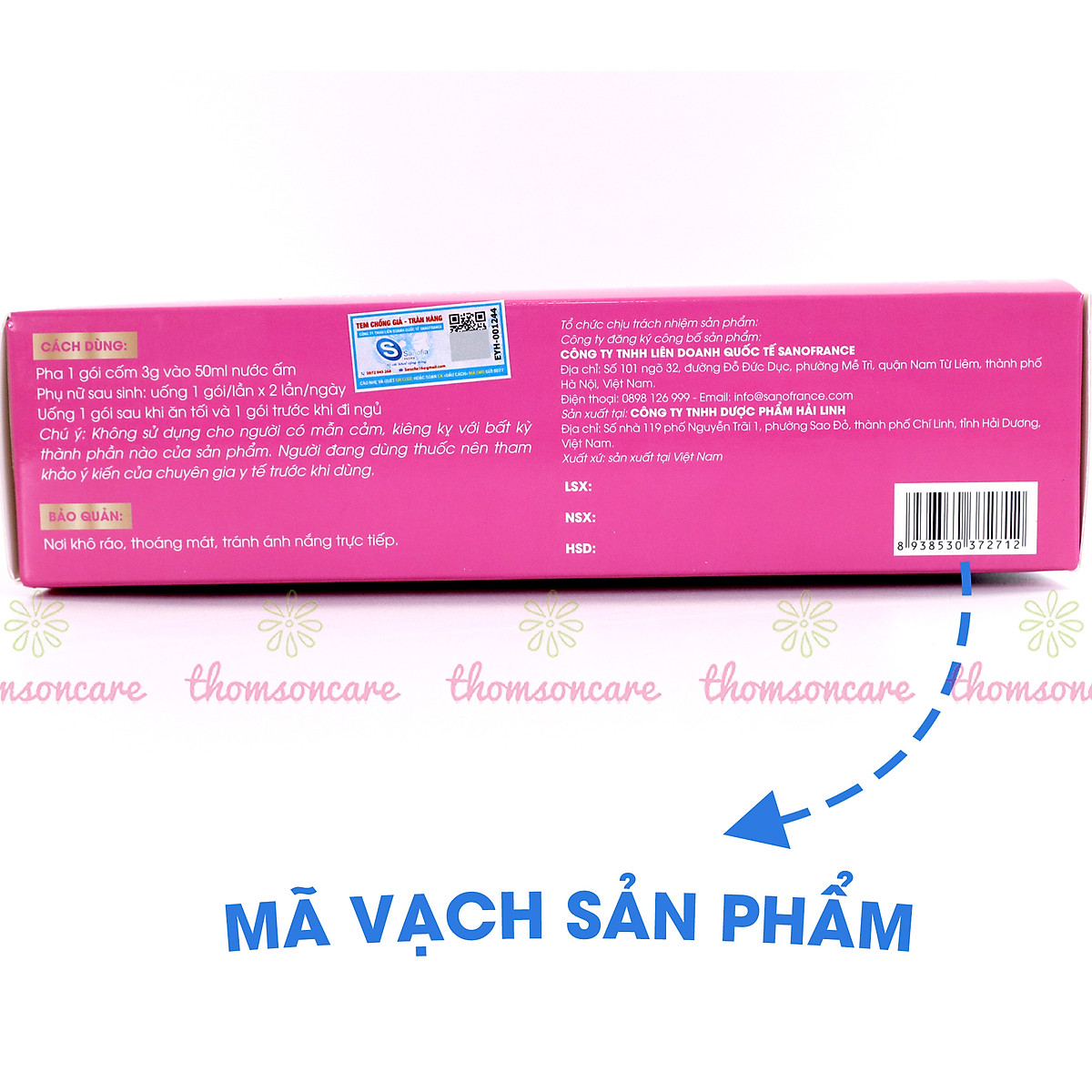 Cốm lợi sữa Sano Sanofia France- giúp lợi sữa, tăng tiết sữa sau sinh cho mẹ ít sữa, sữa loãng từ thảo dược- Hộp 30 gói