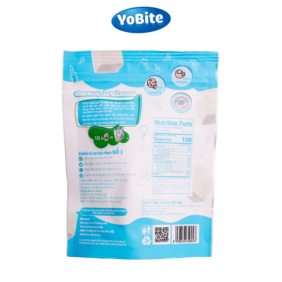 Sữa chua khô ăn dặm YoBite Kids vị Truyền thống - Hỗ trợ tiêu hóa, ngừa biếng ăn