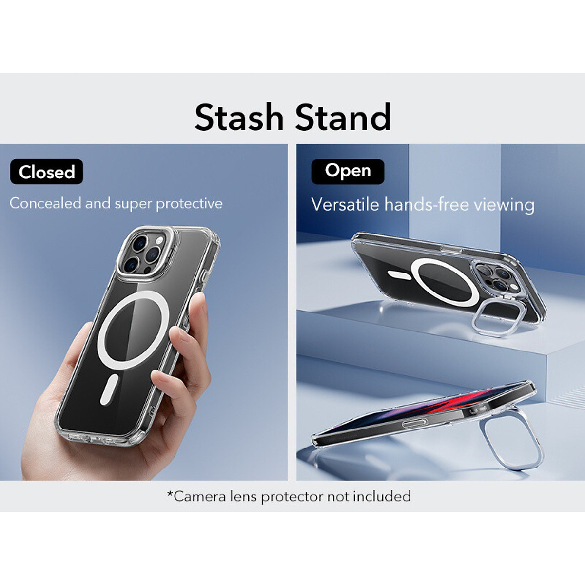 Ốp Lưng Dành Cho iPhone 15 ProMax/ iPhone 15 Pro ESR Classic Hybrid Case with Stash Stand (HaloLock)_ Hàng chính hãng