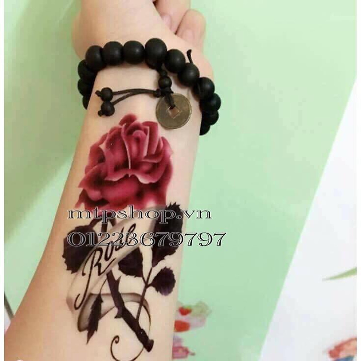 Hình xăm dán hoa hồng rose 10x6cm- mua 5 tặng 1 mini tattoo - Hình xăm