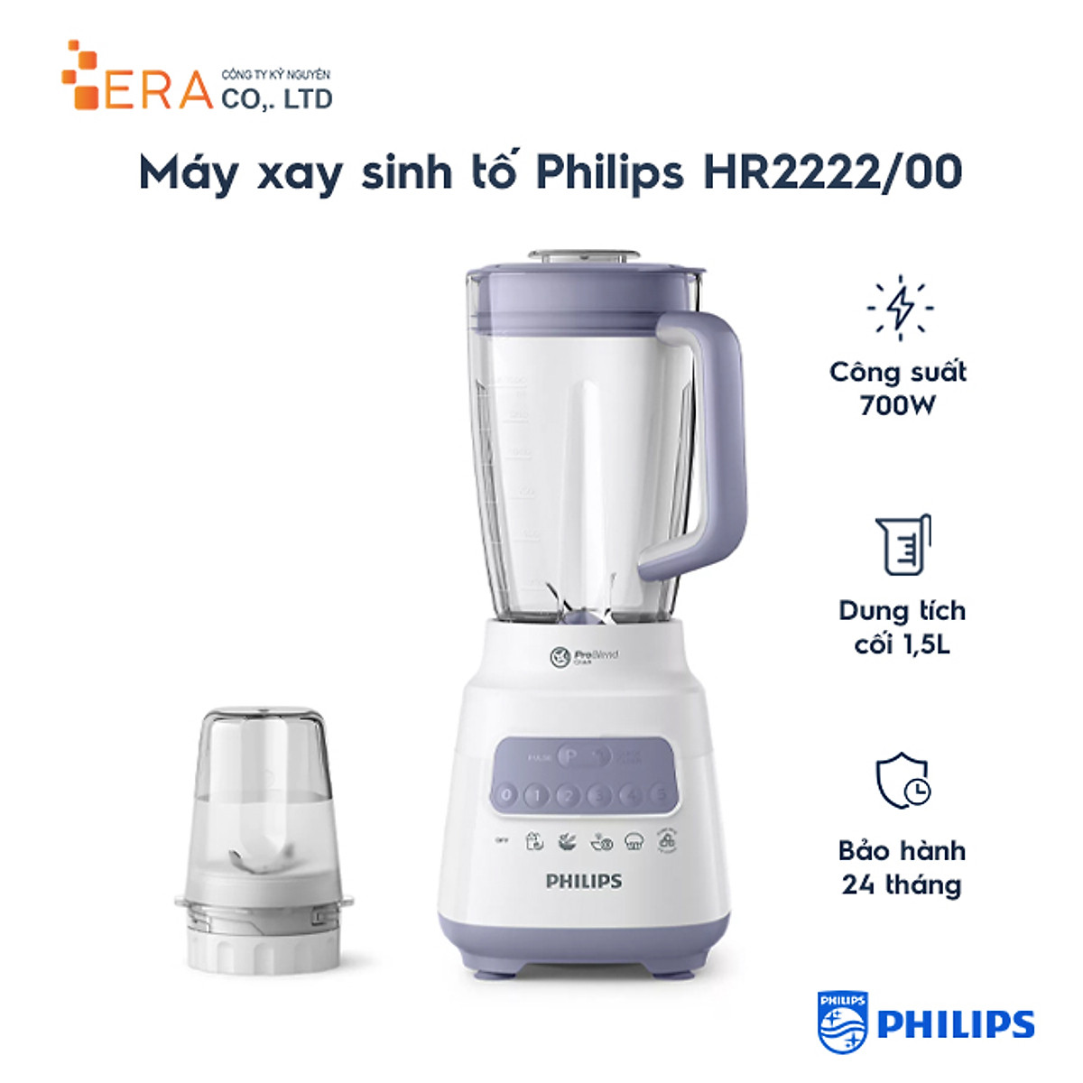 Máy xay sinh tố Philips HR2222/00 (700W) - Hàng Chính Hãng