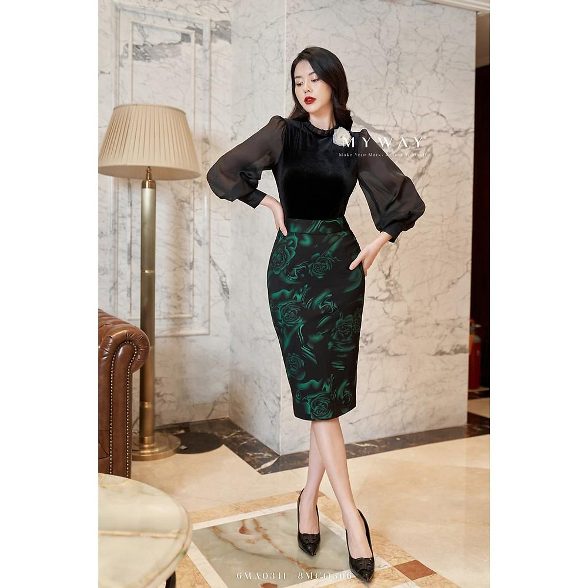 Chân Váy Bút Chì NK Fashion Cực Hack Dáng Chất Liệu Vải Lụa Hàn Cao Cấp