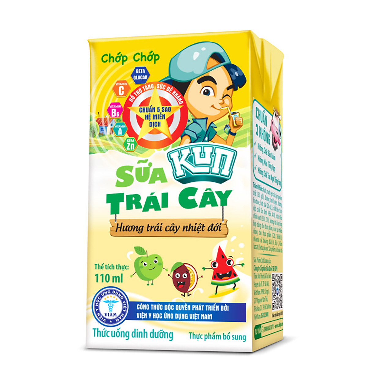 Thùng 48 hộp Sữa trái cây nhiệt đới KUN 110ml/hộp