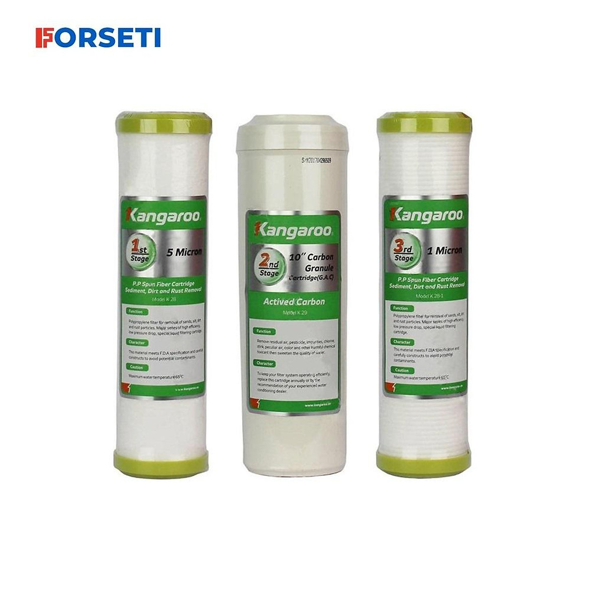 Combo 4 lõi lọc ( Bộ lọc thô số 1,2,3 + lõi số 1) cho máy lọc nước KANGAROO hàng chính hãng