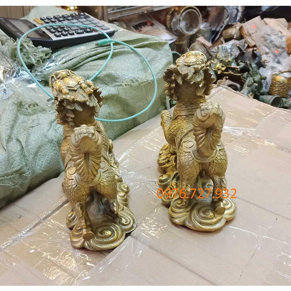 Kỳ lân phong thủy bằng đồng dài 19cm, kỳ lân bằng đồng, vật phẩm ...
