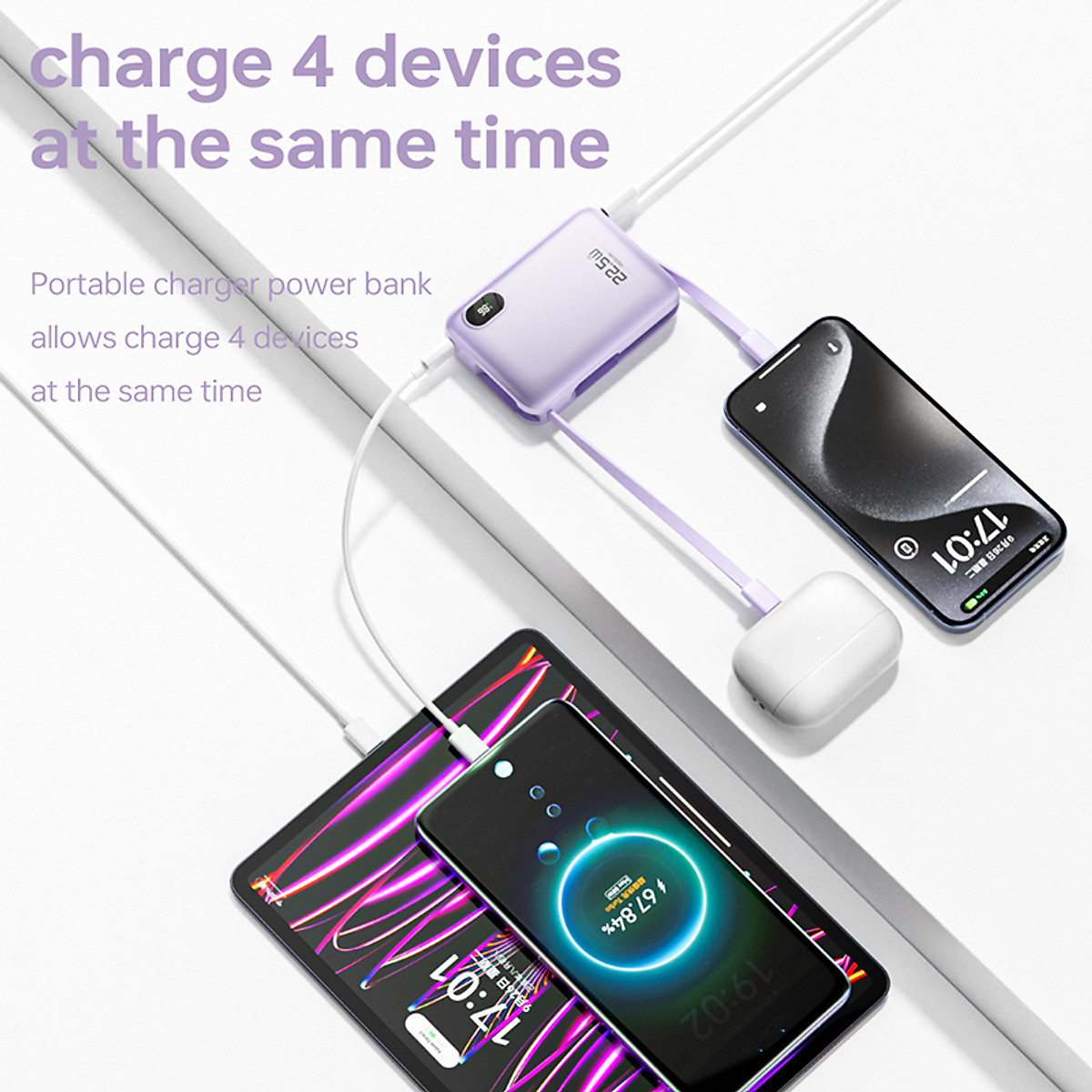 Pin sạc dự phòng mini tích hợp dây sạc Rockspace Y11 sạc nhanh 22.5w dung lương 10000mAh - Hàng chính hãng bảo hành 12 tháng