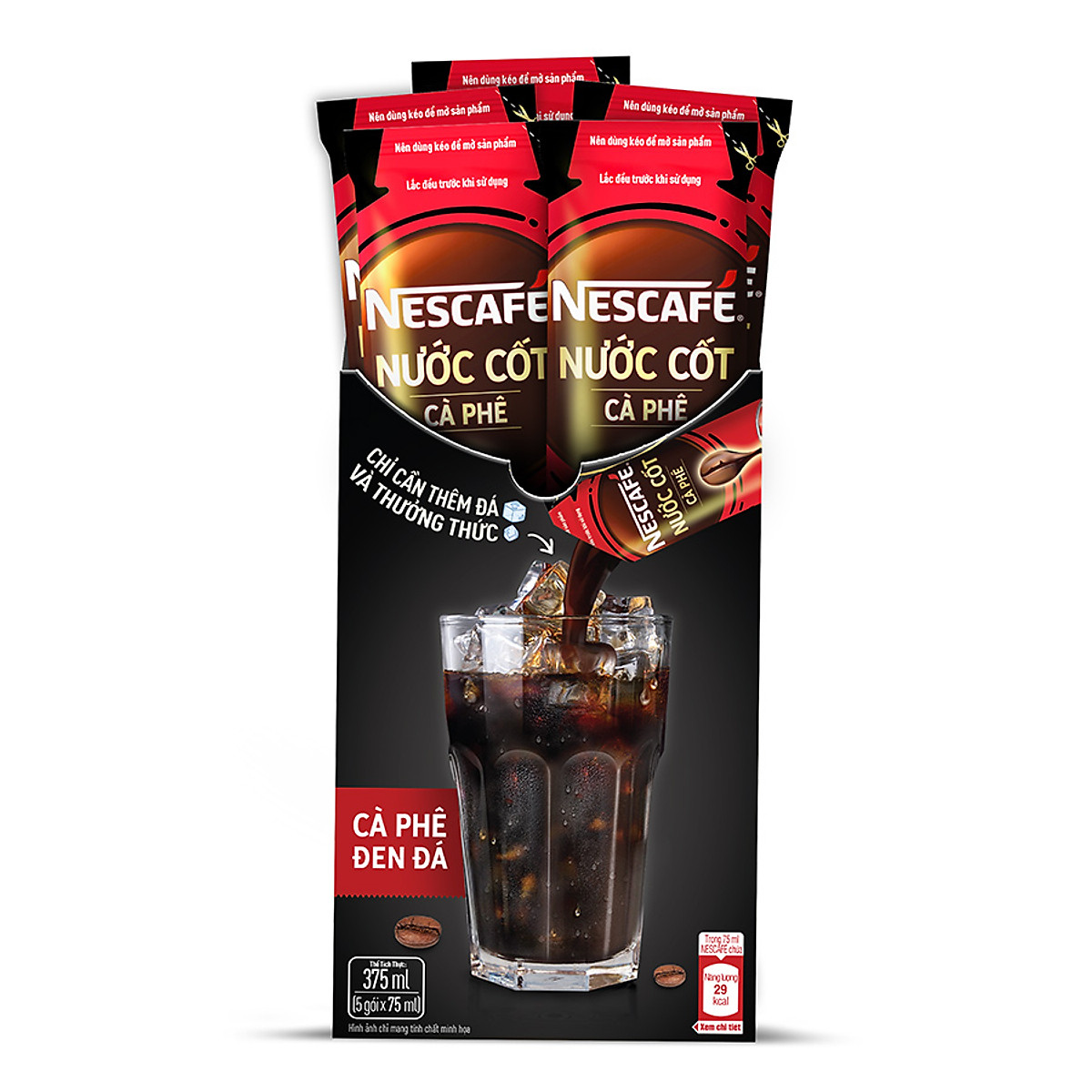 Combo 2 hộp nước cốt cà phê NESCAFÉ - CÀ PHÊ ĐEN ĐÁ (2 hộp x 5 gói x 75ml)