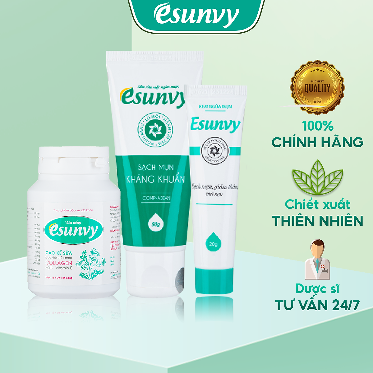 Bộ Chăm Sóc Da Mụn Khởi Đầu Esunvy - Giúp Sạch Mụn, Hết Thâm, Mờ ...