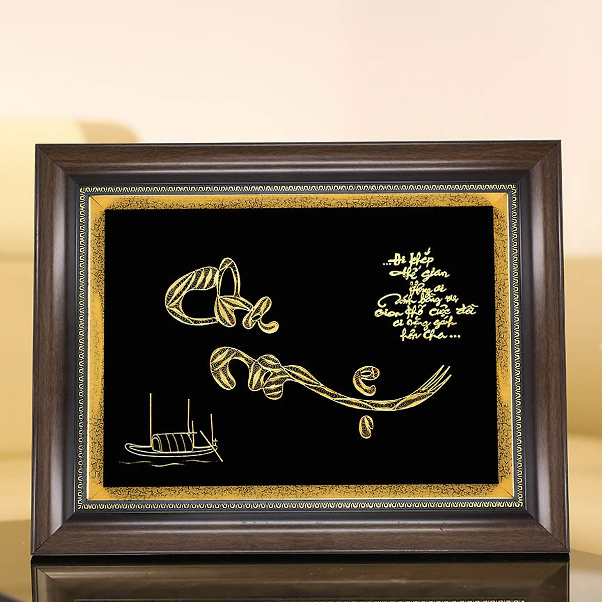 Tranh Chữ Cha Mẹ Thư Pháp Mạ Vàng - Quà Tặng Gia Đình Ý Nghĩa