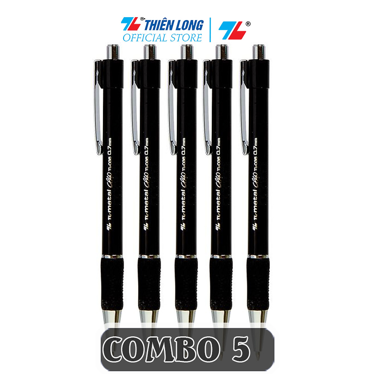 Combo 5-10-20 Bút Bi Thiên Long Metal Clip TL-036 đầu bi 0.7mm