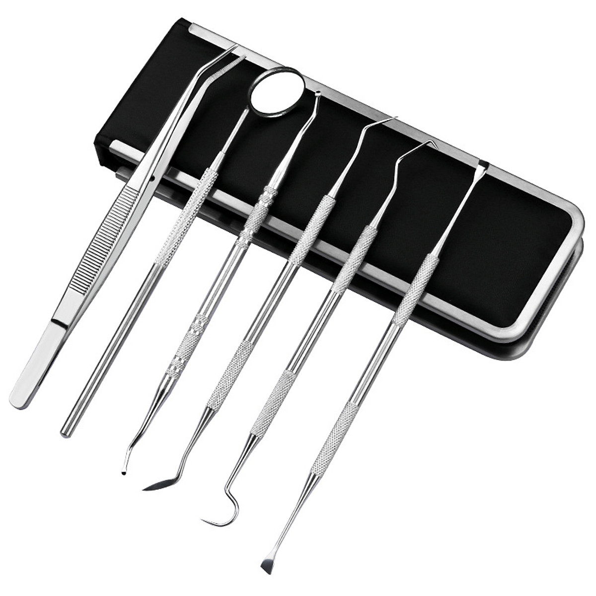 Bộ dụng cụ lấy vôi răng 6 món chăm sóc làm sạch răng miệng bằng thép không gỉ - Hàng chính hãng