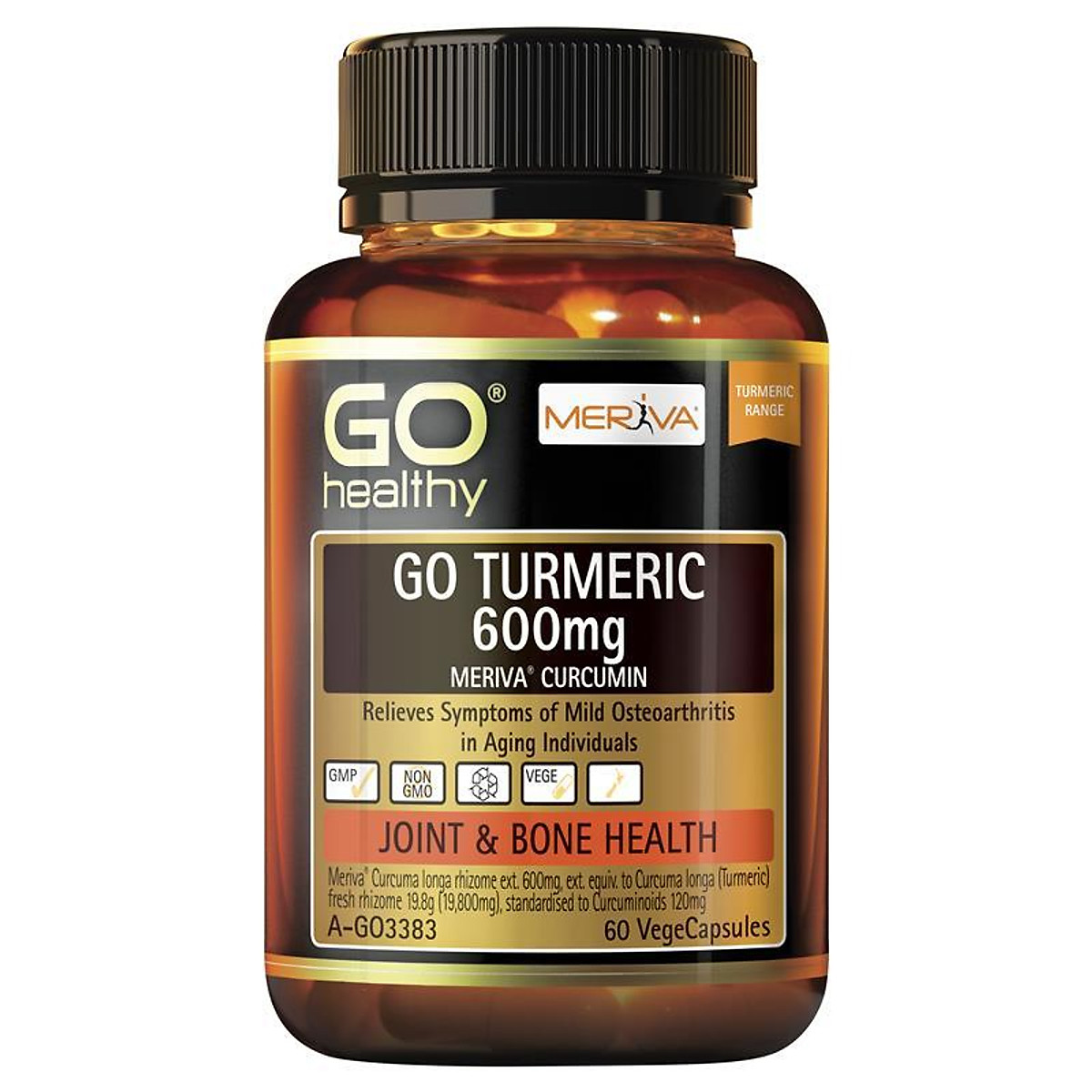 GO Healthy Turmeric 600mg Meriva Curcumin 60 Vege Capsules Tiki