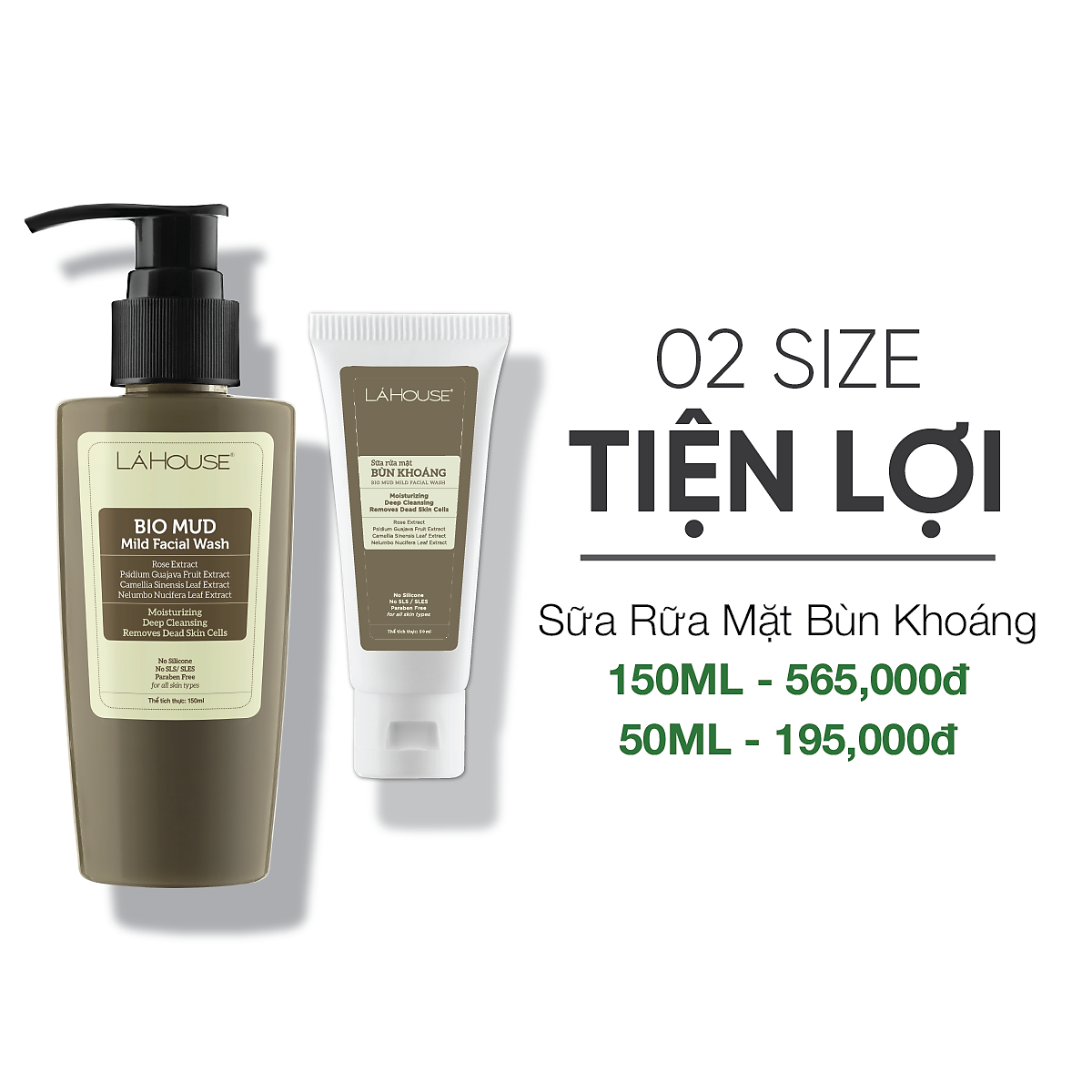Sữa rửa mặt bùn khoáng loại bỏ tế bào da chết Lá House Bio Mud Mild Facial Wash 50ml/150ml