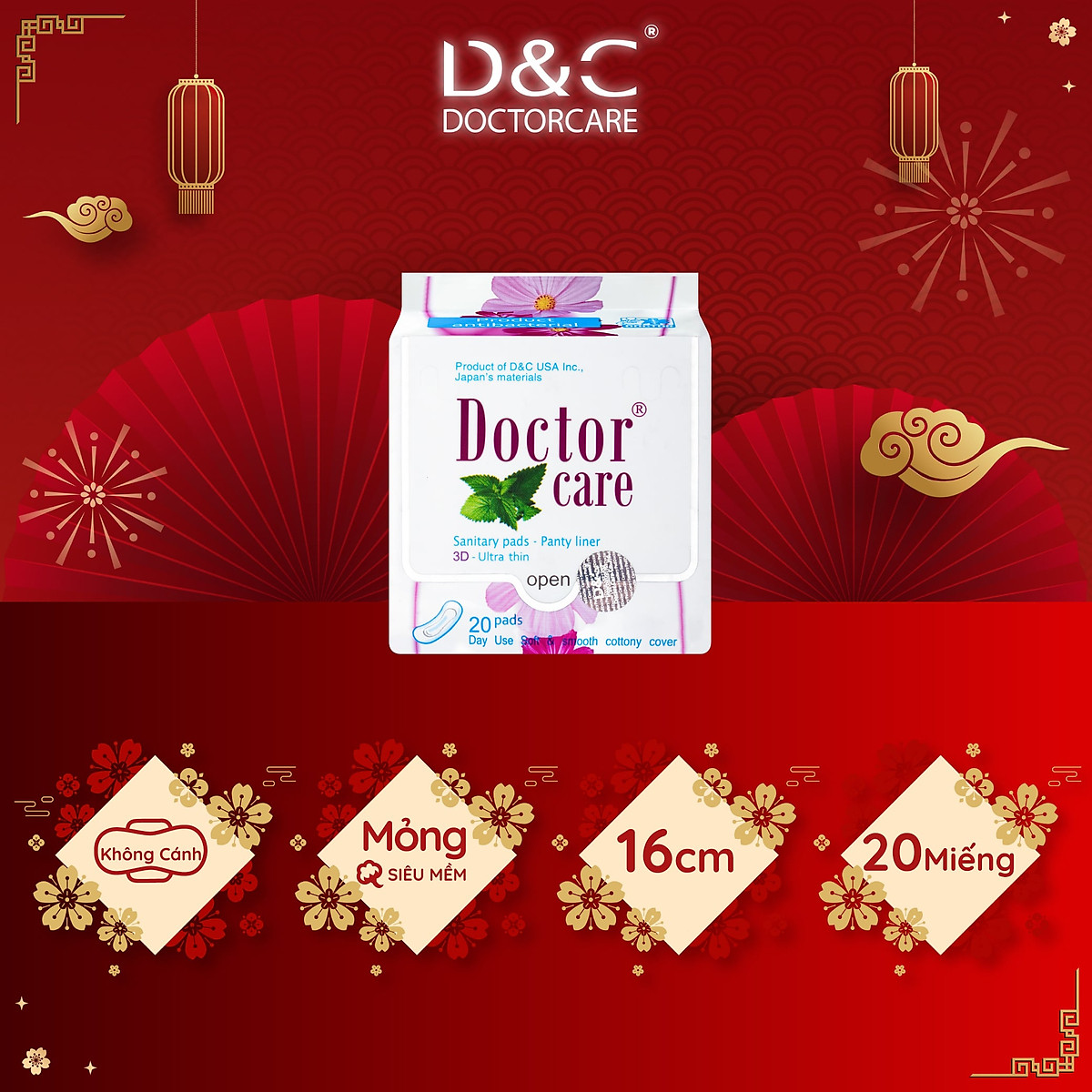 Băng vệ sinh hàng ngày thảo dược Doctor Care 16 cm 1 gói
