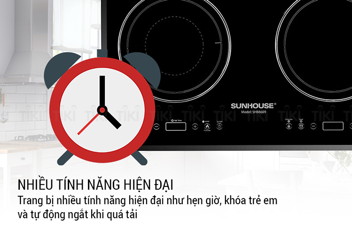 Bếp Đôi Điện Từ Hồng Ngoại Sunhouse SHB8609 (Tổng công suất 3600W) - Hàng chính hãng