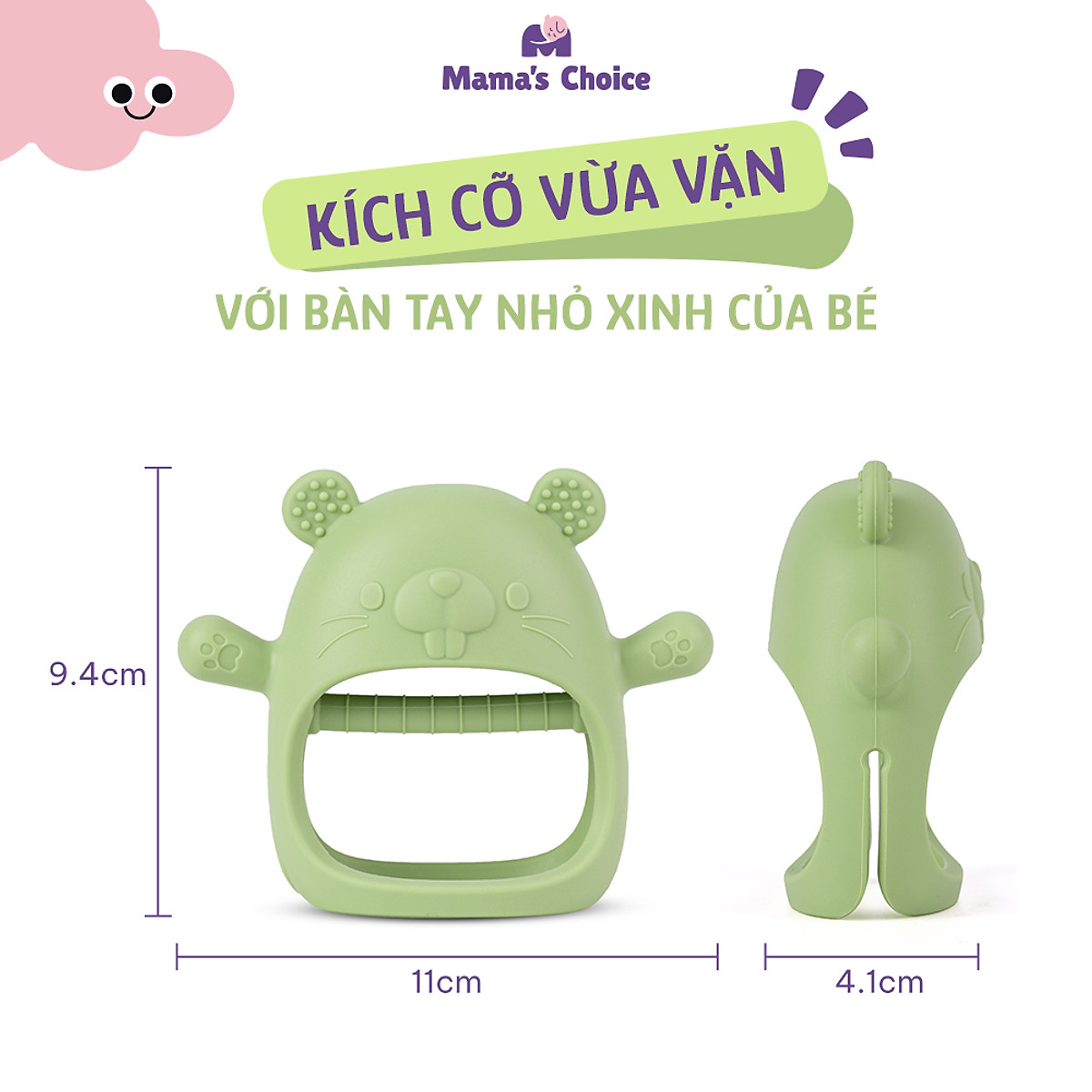 Gặm Nướu Mama's Choice Cao Cấp Cho Bé, Kiểm Định An Toàn Quốc Tế, Chất Liệu Silicone Bạch Kim, Có Hộp Bảo Quản
