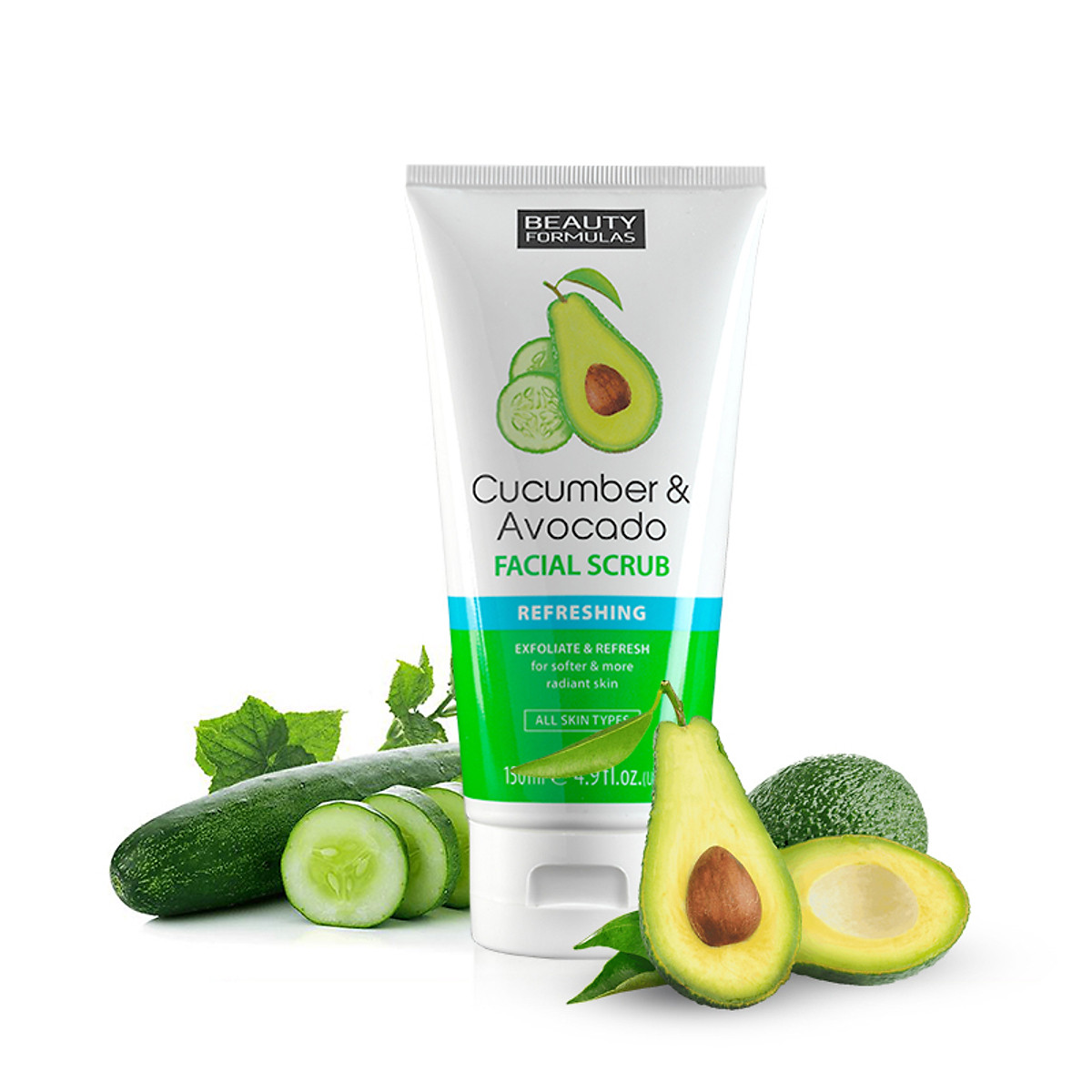 Sữa rửa mặt Beauty Formulas Cucumber & Avocado Facial Scrub 150ml - tẩy tế bào chết tinh chất dưa leo